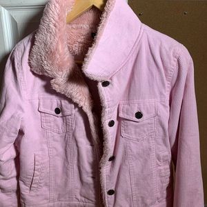 Pink Corduroy Fluffy Jacket